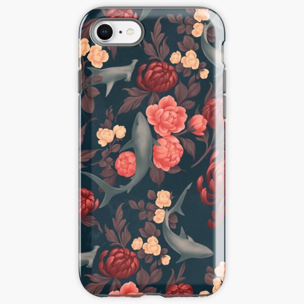 Botanical Shark (Red and Blue) iPhone Tough Case