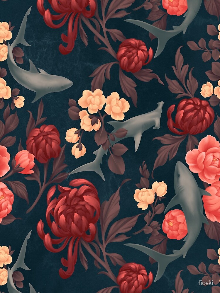 Botanical Shark (Red and Blue) by fioski