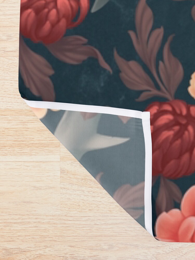 Alternate view of Botanical Shark (Red and Blue) Shower Curtain