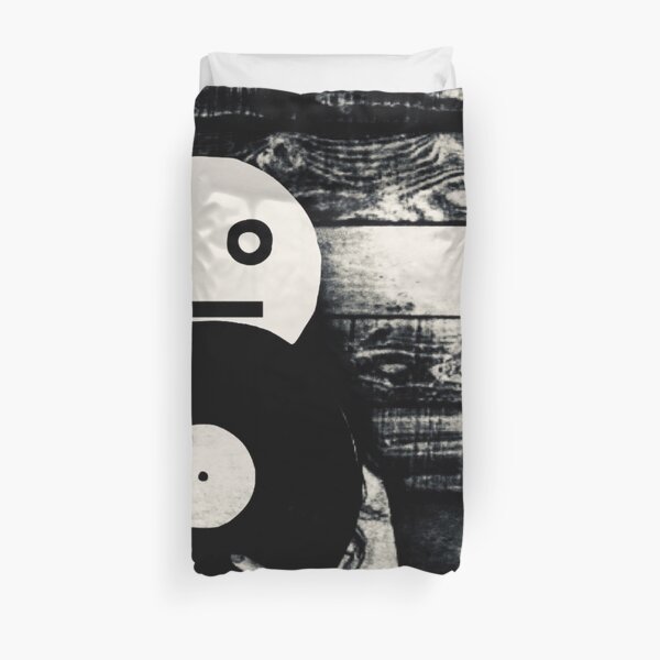 Analog Tones , Smiley with Record Photo Collage Duvet Cover