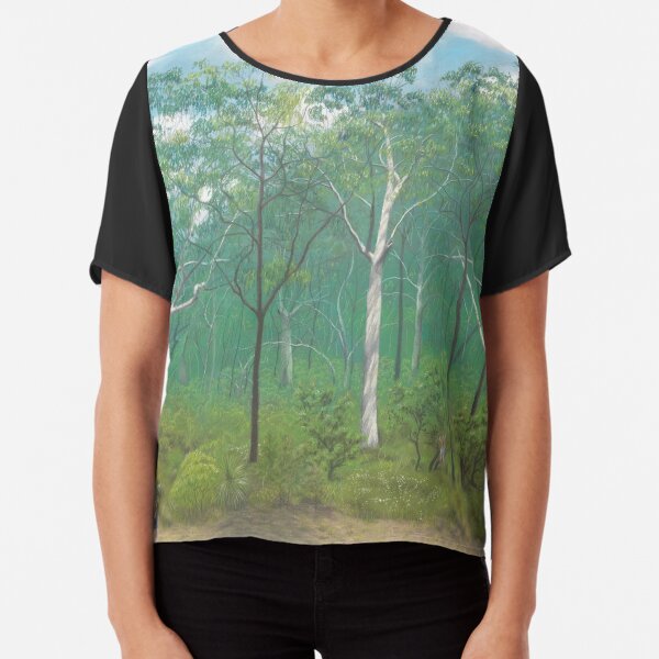 Scribbly Gum Woodland - Raising funds for Bush Heritage Australia Chiffon Top