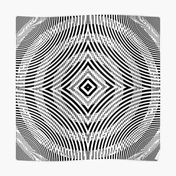 #Illustration, #pattern, #decoration, #design, abstract, black and white, monochrome, circle, geometric shape Poster