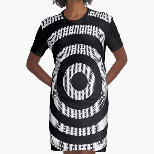 #Illustration, #pattern, #decoration, #design, abstract, black and white, monochrome, circle, geometric shape Graphic T-Shirt Dress