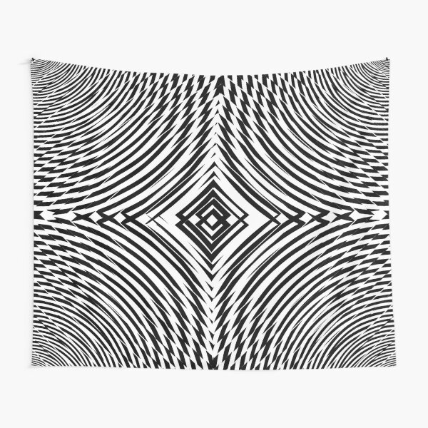 #Illustration, #pattern, #decoration, #design, abstract, black and white, monochrome, circle, geometric shape Tapestry