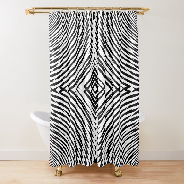 #Illustration, #pattern, #decoration, #design, abstract, black and white, monochrome, circle, geometric shape Shower Curtain