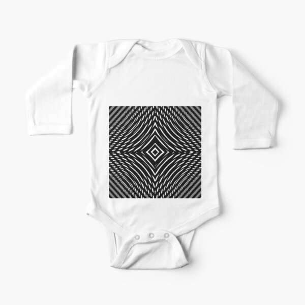 #Illustration, #pattern, #decoration, #design, abstract, black and white, monochrome, circle, geometric shape Long Sleeve Baby One-Piece