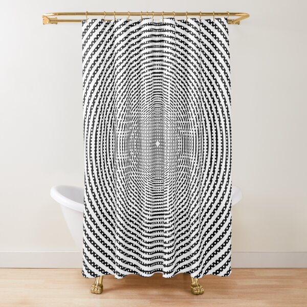 #Illustration, #pattern, #decoration, #design, abstract, black and white, monochrome, circle, geometric shape Shower Curtain