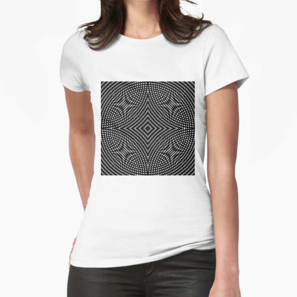#Illustration, #pattern, #decoration, #design, abstract, black and white, monochrome, circle, geometric shape Fitted T-Shirt