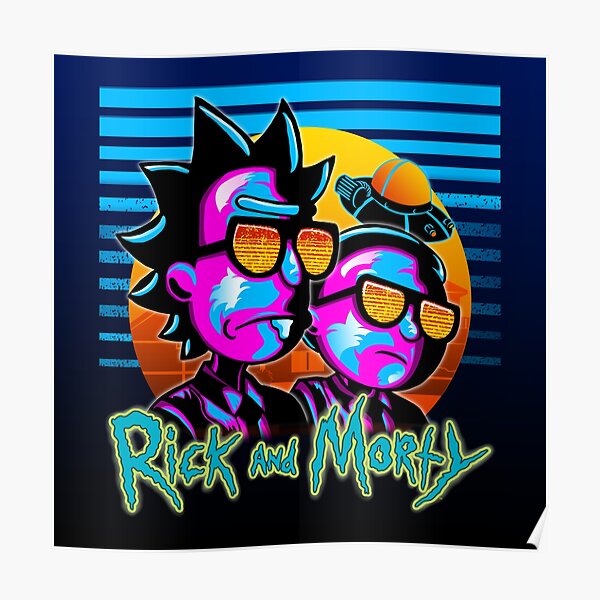 Rick and Morty Outrun Style Poster Print Art Poster