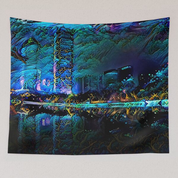Item preview, Bright Lights of the Overgrown Cybercity Bay designed and sold by Alyxandre.
