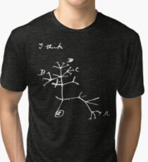 Darwin I Think Tree (White) Tri-blend T-Shirt