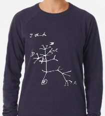 Darwin I Think Tree (White) Lightweight Sweatshirt