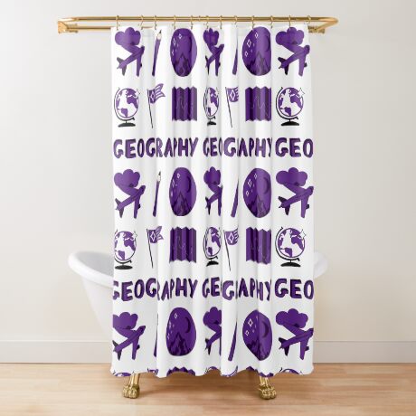 Purple Geography School Subject Sticker Pack Shower Curtain By