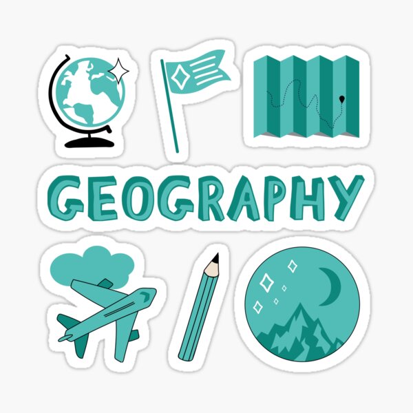 Blaugrün Geographie Schulfach Sticker Pack Sticker
