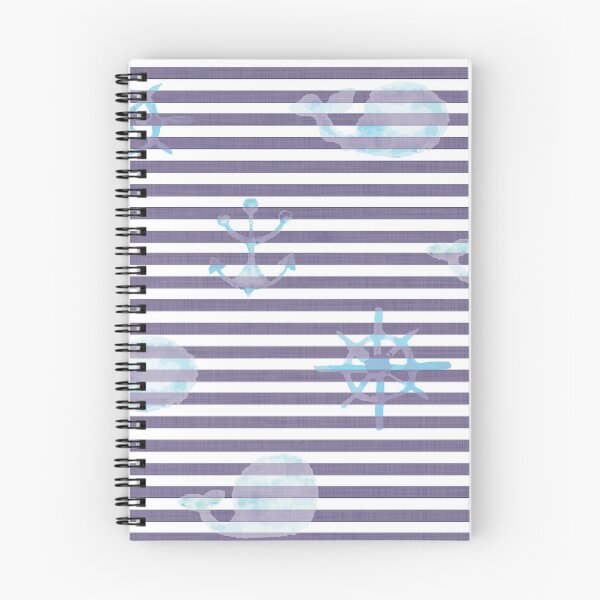 Item preview, Whale Anchor Helm Watercolor Linen Stripes designed and sold by White-Peony.