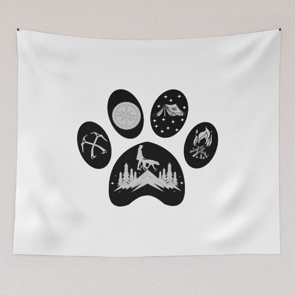 Item preview, Hiking Dog Pawprint Camping Fire Trekking designed and sold by Kentala.