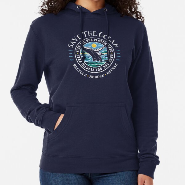 Save The Ocean - Keep the Sea Plastic Free - Humpback Whale Lightweight Hoodie
