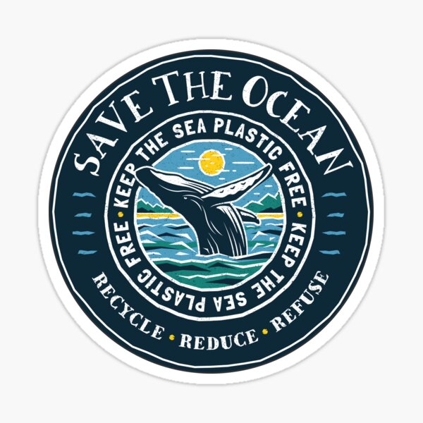 Sauvez l'océan - Gardez la mer sans plastique - Baleine à bosse Sticker