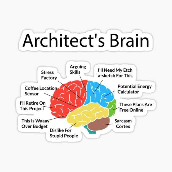 Regalos divertidos de los estudiantes de la arquitectura del cerebro del arquitecto Pegatina