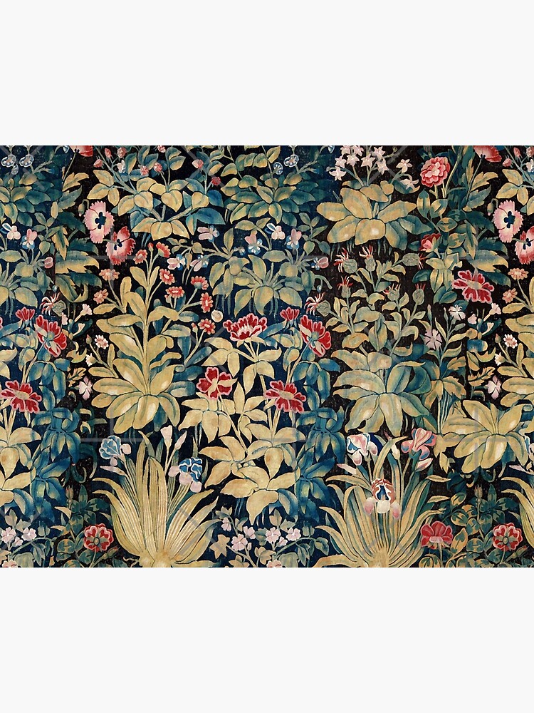 COLORFUL FLOWERS;LEAVES,GREEN FOLIAGE Antique Floral Tapestry