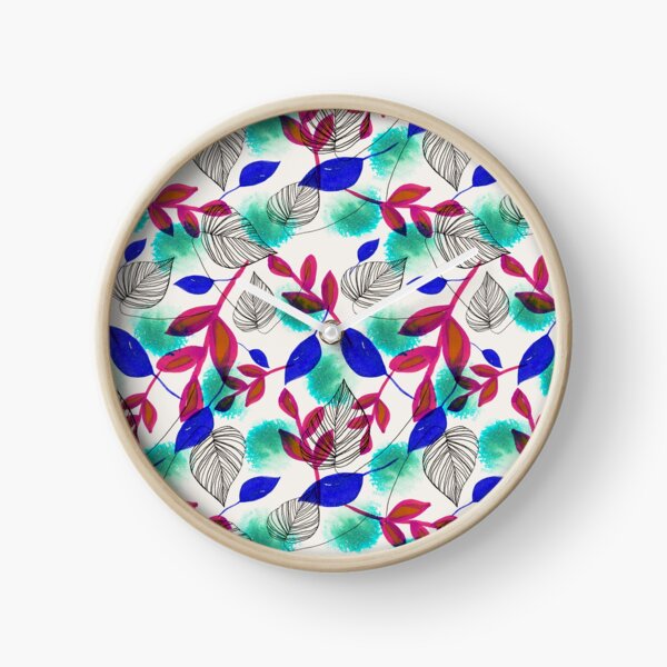 Vista previa del artículo con la obra «Hojas tropicales en azul y rosa», diseñado y vendido por RanitasArt.