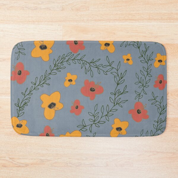 Item preview, Trendy Orange and Pink Poppy Flowers on Blue Background designed and sold by infinitygrafix.