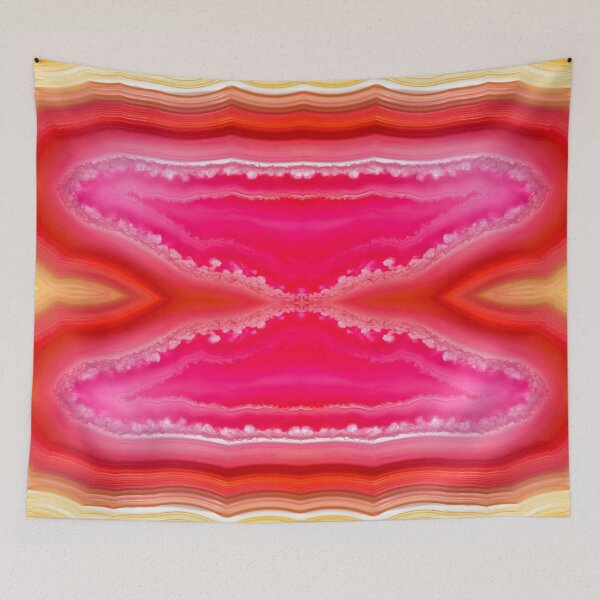 Item preview, Red orange agate slice striped mineral designed and sold by Lukasz Szczepanski.