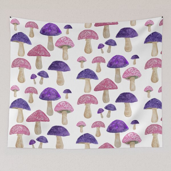 Item preview, Pink and Purple Woodland Mushrooms Fungi Pattern designed and sold by SWildDesign.
