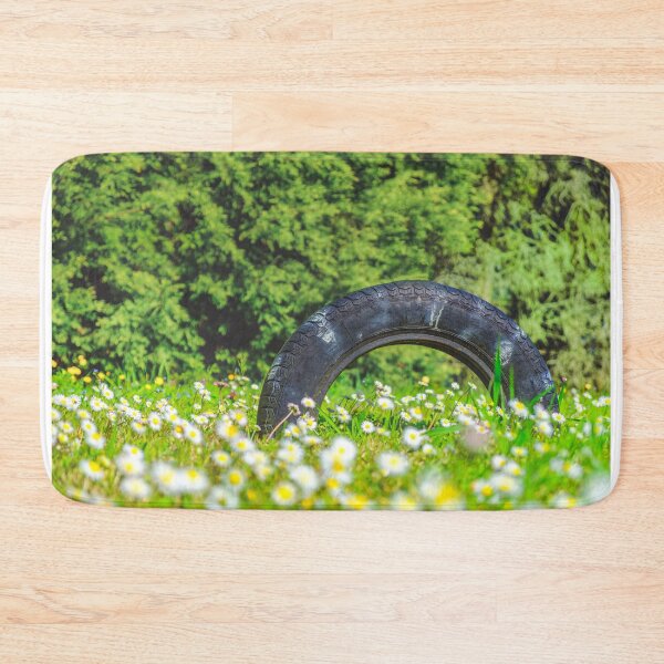 Item preview, tire summer daisy field green grass spring car showroom background  designed and sold by fineartitalia.