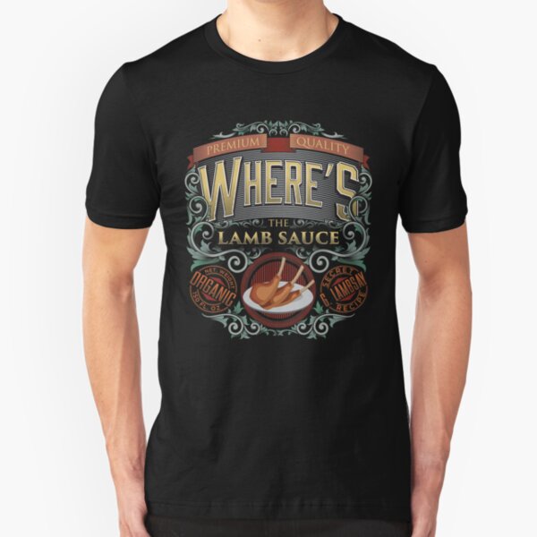 Where's The Lamb Sauce Vintage Label Slim Fit T-Shirt