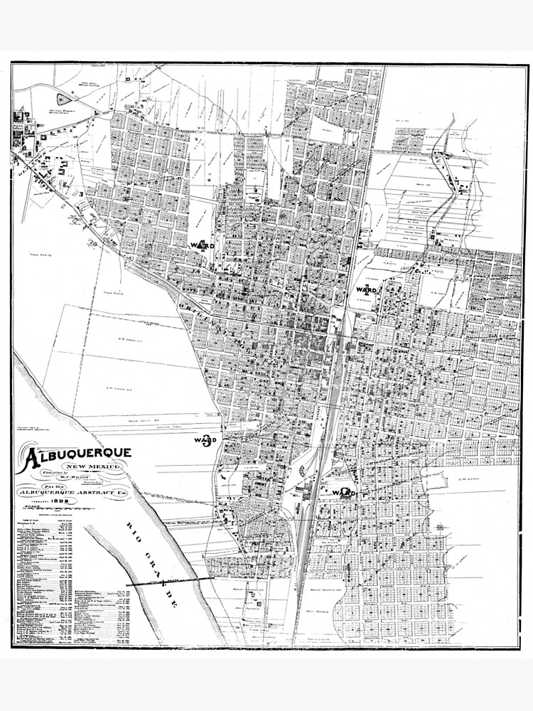 Vintage Albuquerque Nm Map 1898 Greeting Card By Bravuramedia