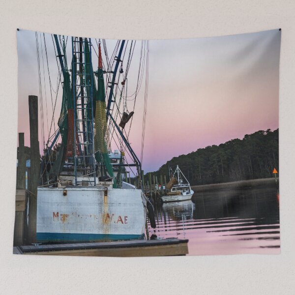 Item preview,  Fishing boat in a river designed and sold by KensLensDesigns.