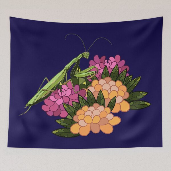 Item preview, Praying mantis resting on peony flowers designed and sold by patternsbymira.