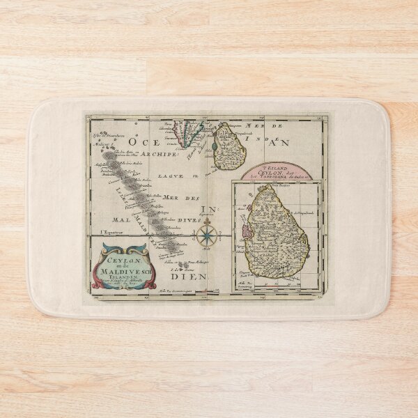 Item preview, Vintage Maldives and Sri Lanka Map (1705) designed and sold by BravuraMedia.