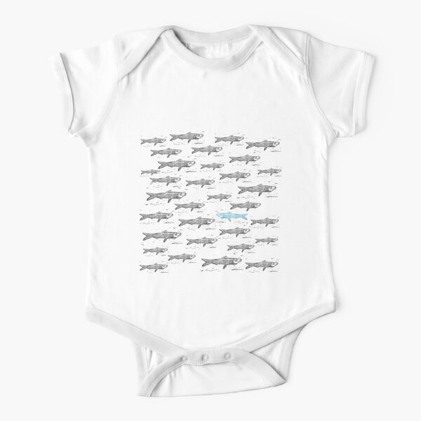 Blue Sardine Short Sleeve Baby One-Piece