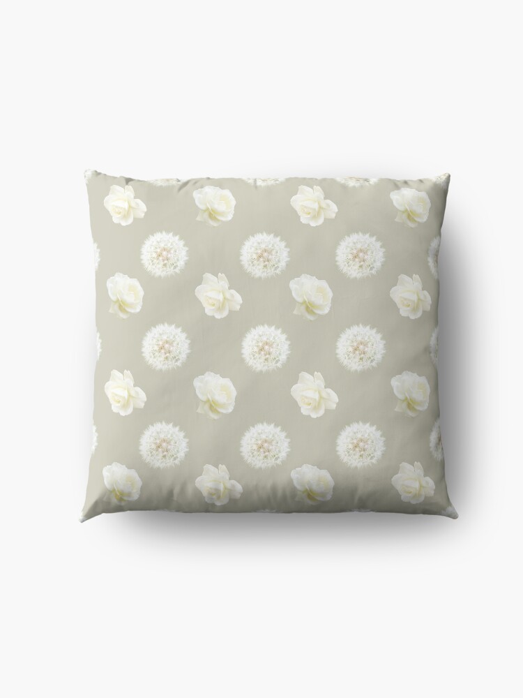 Alternate view of Polka Dandelions and Roses (Cream) Floor Pillow