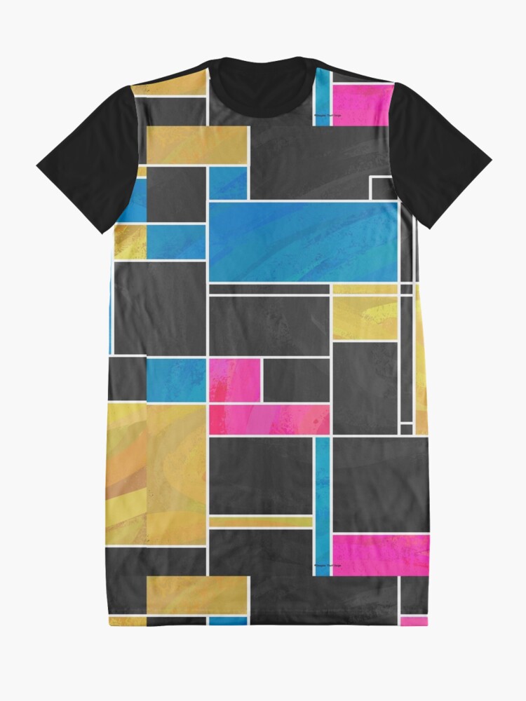 Alternate view of Mondrian Blue Pink Black Graphic T-Shirt Dress