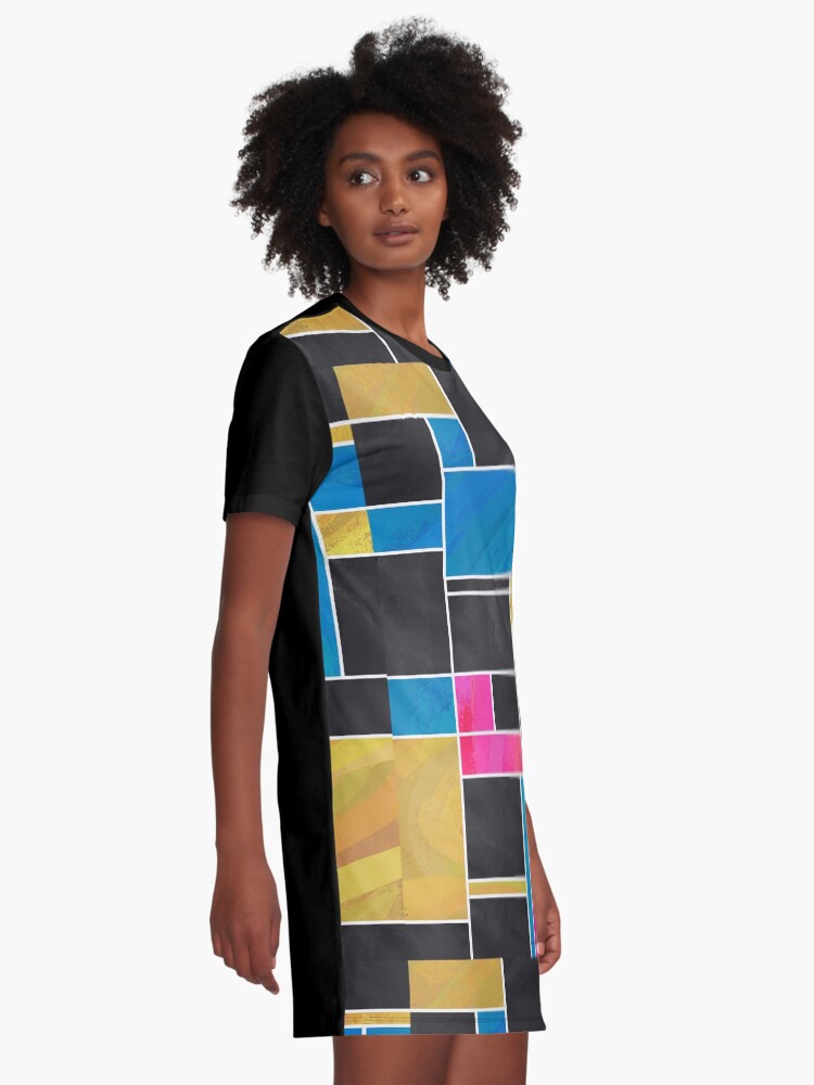 Alternate view of Mondrian Blue Pink Black Graphic T-Shirt Dress