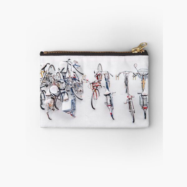Item preview, bikes in the snow bicycles background white winter above view designed and sold by fineartitalia.