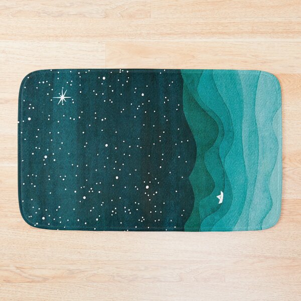 Item preview, Starry Ocean, teal sailboat watercolor sea waves night designed and sold by VApinx.