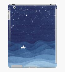 blue ocean waves, sailboat ocean stars iPad Case/Skin