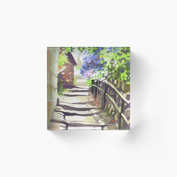 Sunny Steps at Robin Hood's Bay Acrylic Block