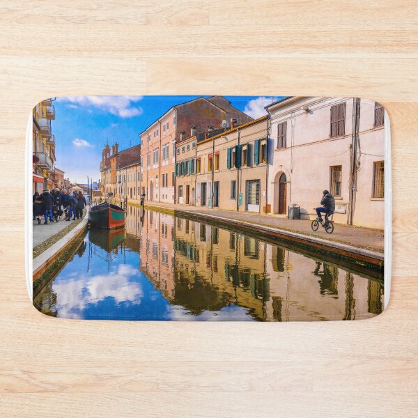 Item preview, venice canal reflecting buildings blue sky italian city of comacchio photo designed and sold by fineartitalia.