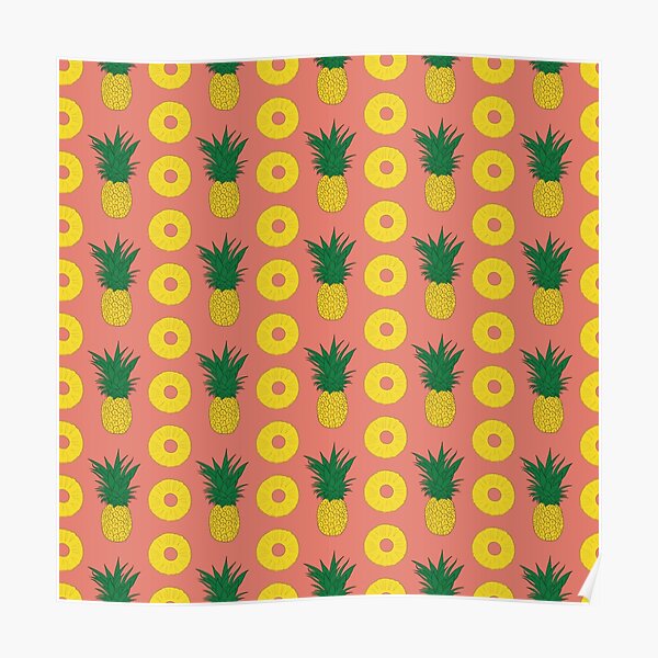 Pineapple and Slices Seamless Pattern Poster