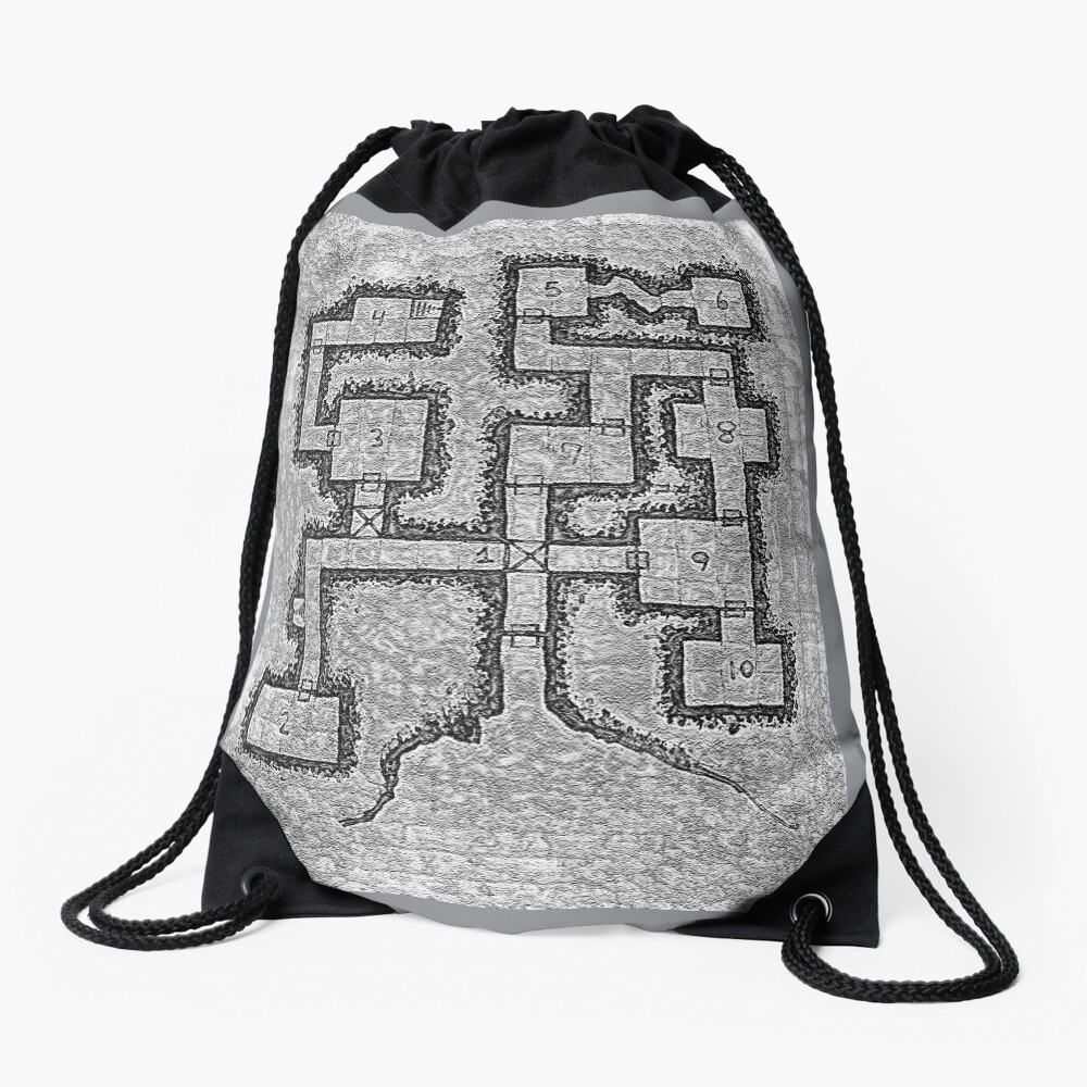 Old School Dungeon Map Design 3 Drawstring Bag