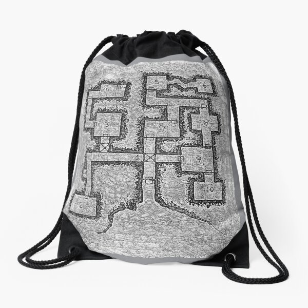 Old School Dungeon Map Design 3 Drawstring Bag