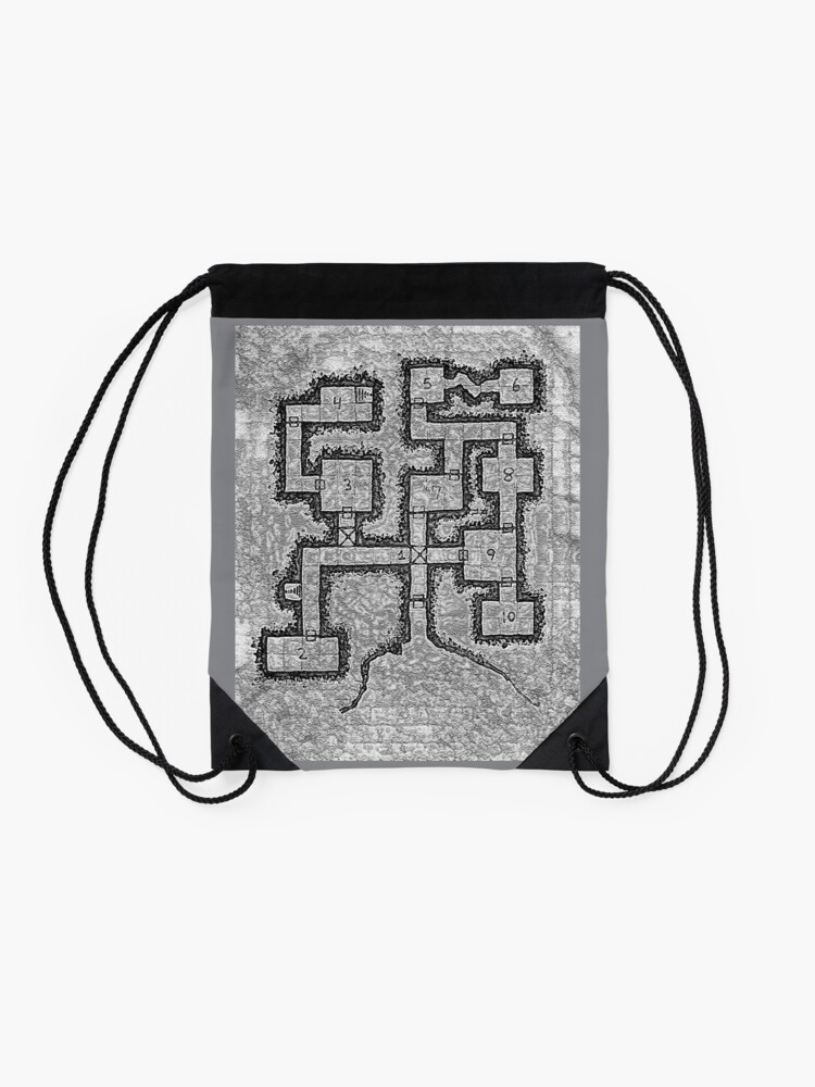 Alternate view of Old School Dungeon Map Design 3 Drawstring Bag