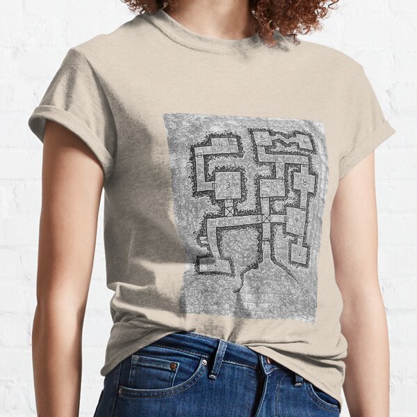 Old School Dungeon Map Design 3 Classic T-Shirt