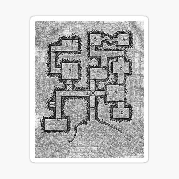 Old School Dungeon Map Design 3 Sticker