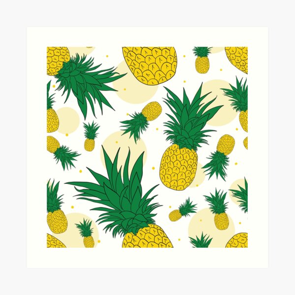 Pineapple Dots Seamless Pattern Art Print